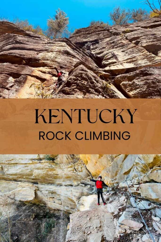 rock climbing slopes with a sign stating Kentucky