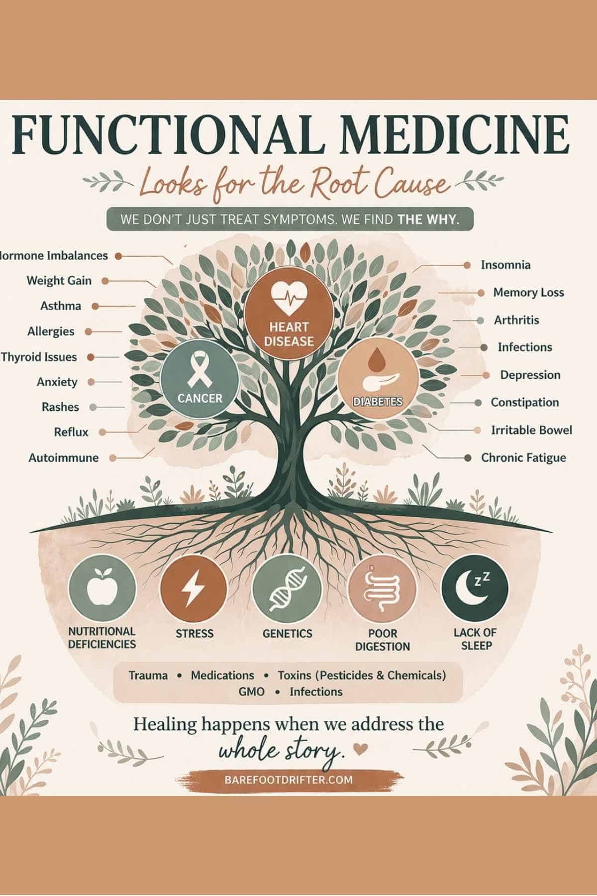 functional medicine health coach root cause infographic